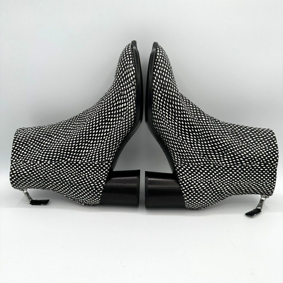 Rag & Bone Fleur Ankle Boots Embossed Leather Womens 37.5 Black White Polka Dots - Picture 9 of 12